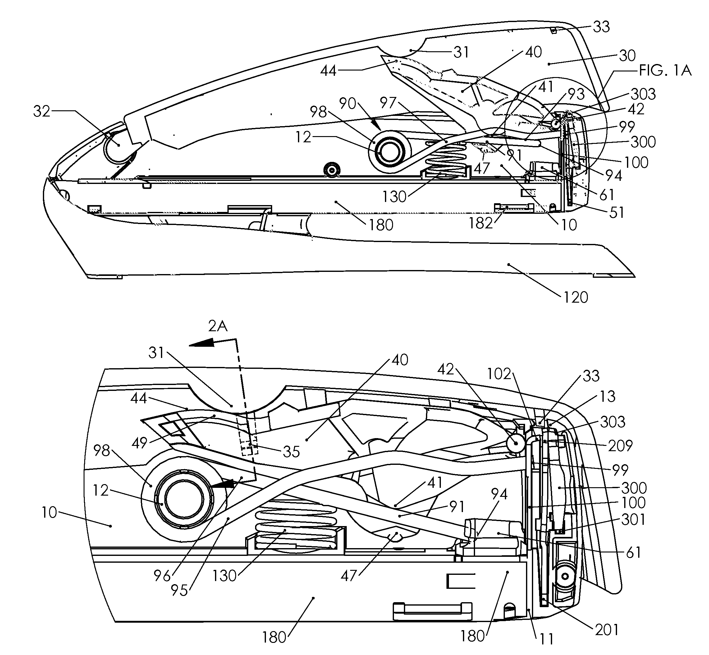 Power spring configurations for a fastening device