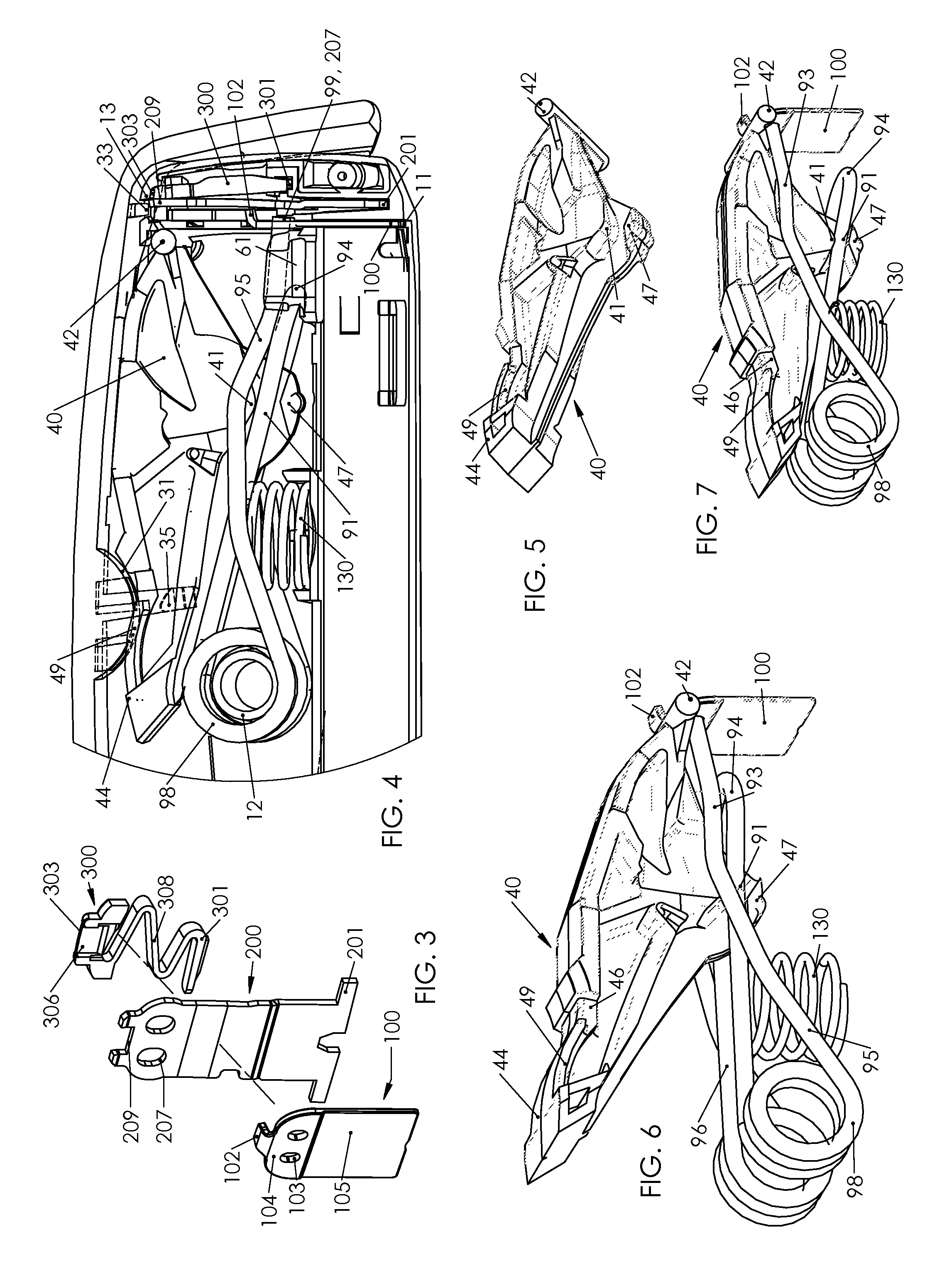 Power spring configurations for a fastening device