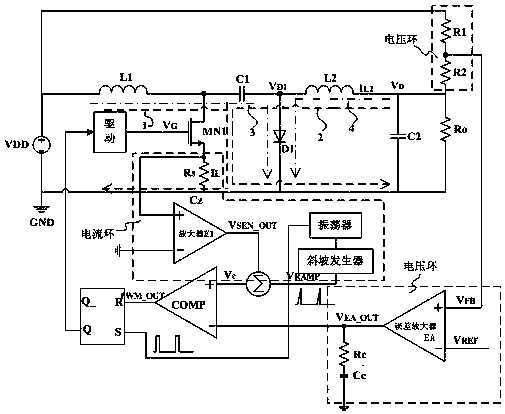 Control system of peak value current type cuk switch converter
