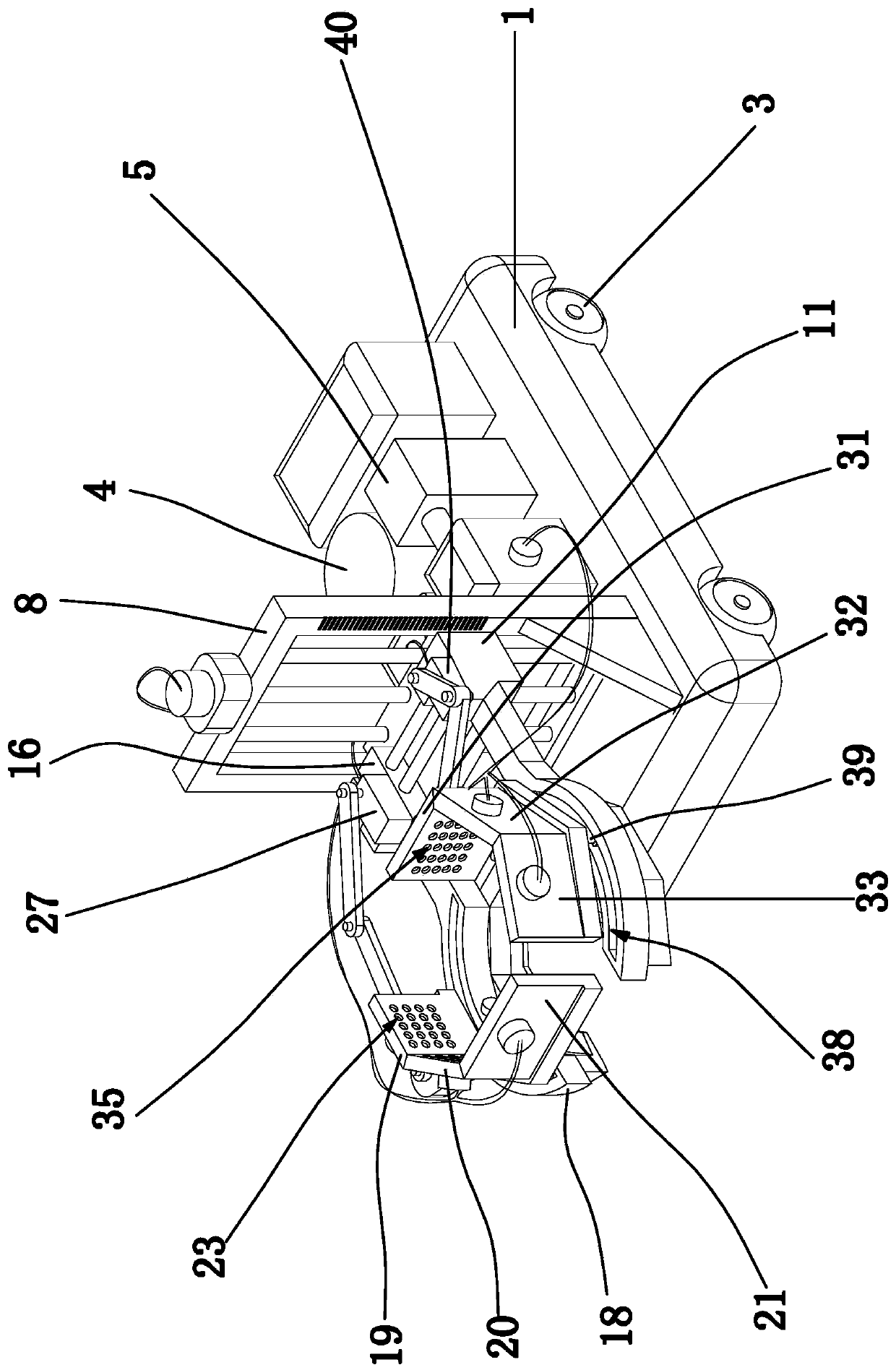 Vertical multi-nozzle tree trunk whitewashing assisting device