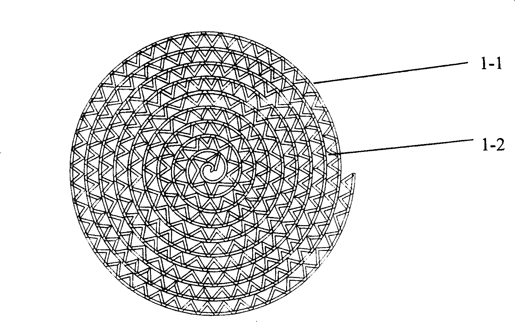 Regular packing of helical cylindrical net