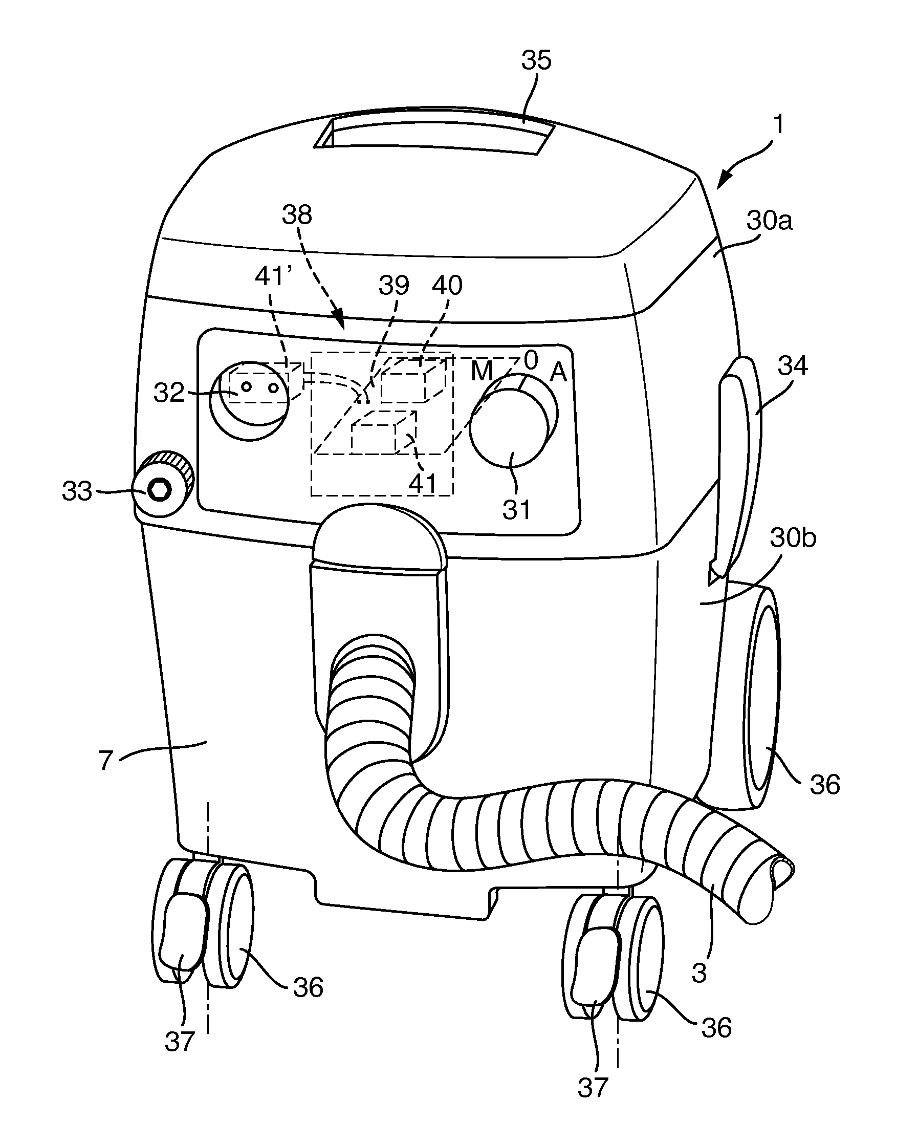 Vacuum cleaner pneumatically connected to a power tool, method for controlling operation parameters of such a vacuum cleaner and power tool for pneumatic connection to such a vacuum cleaner