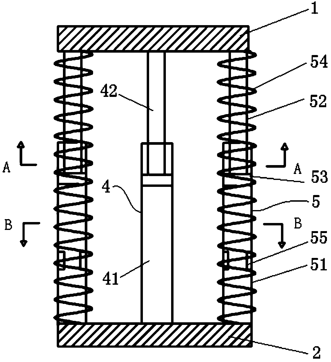 Spring-based hydraulic device and method for suspending riser string
