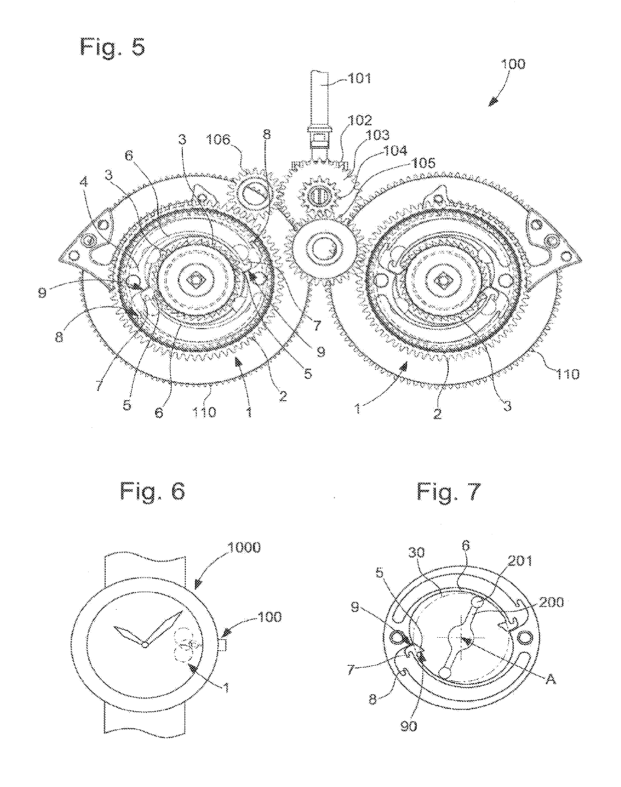 Timepiece wheel set with a unidirectional wheel