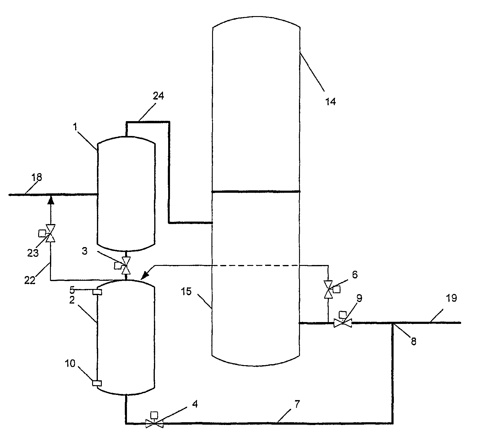 Device for separating and collecting fluid in gas from a reservoir