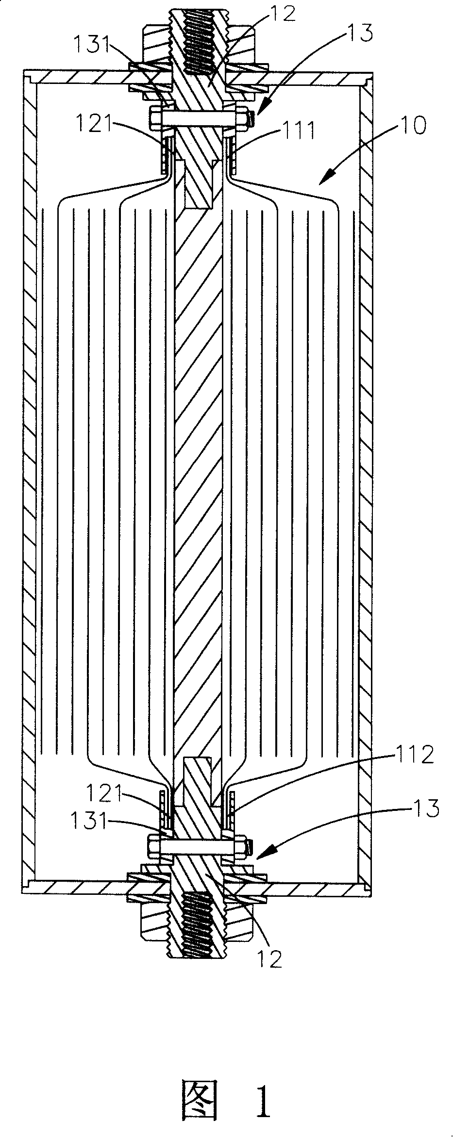 Electric core conductive connection structure of secondary lithium battery