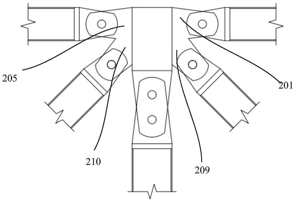 Steel structure space connecting joint structure