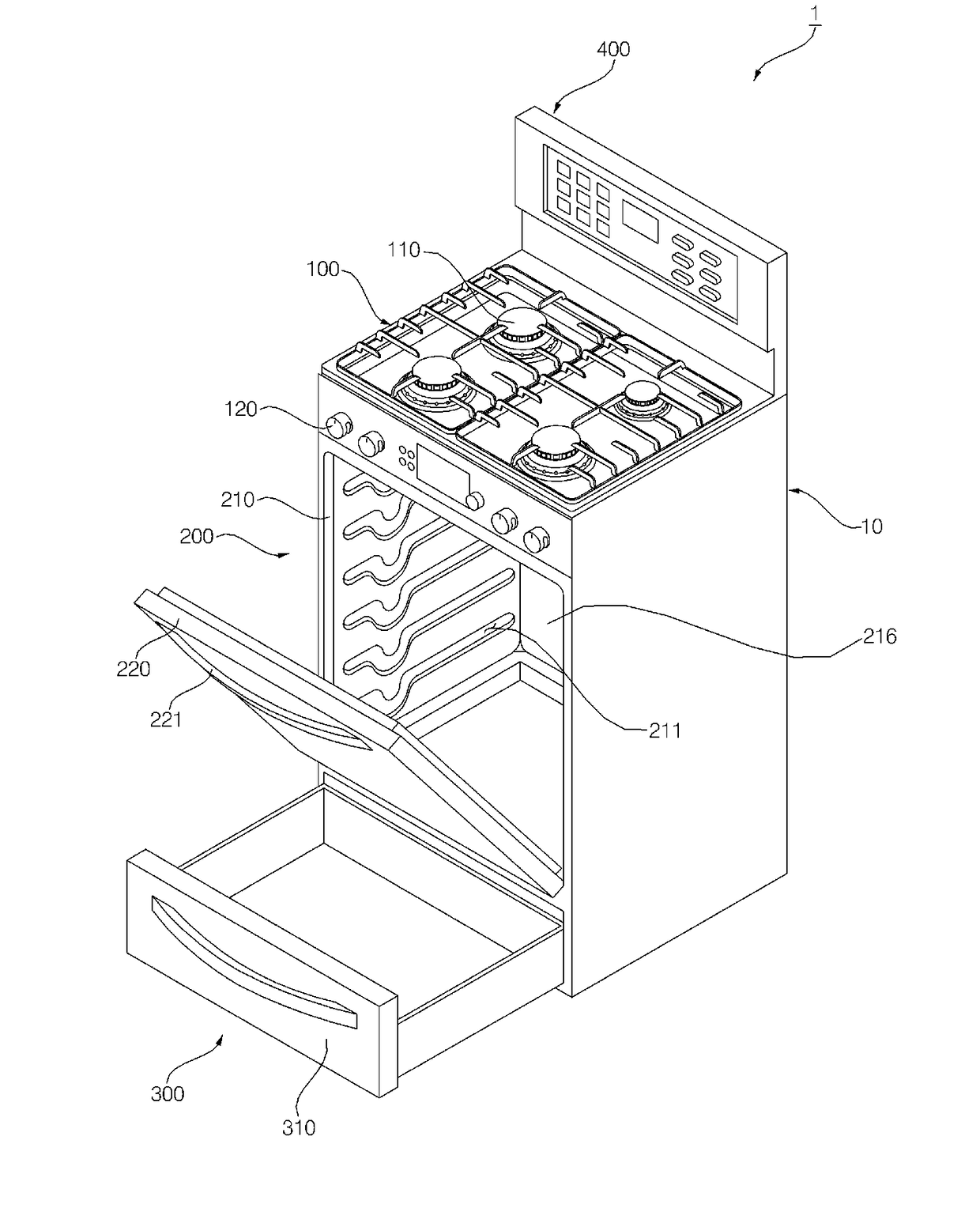 Gas oven range