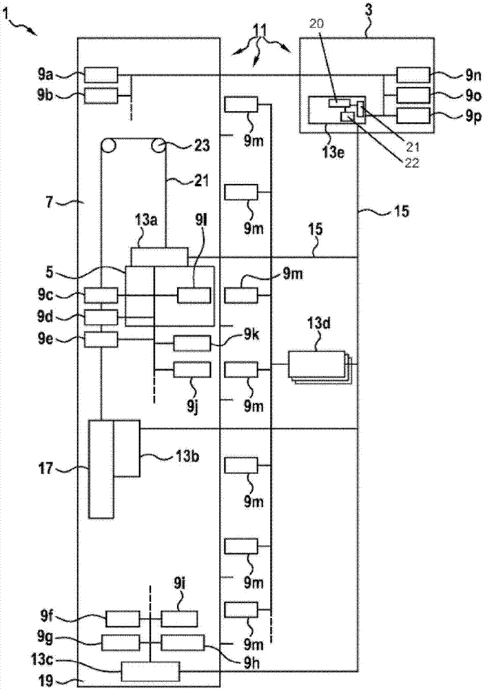 Elevator system comprising a safety monitoring system with a master/slave hierarchy