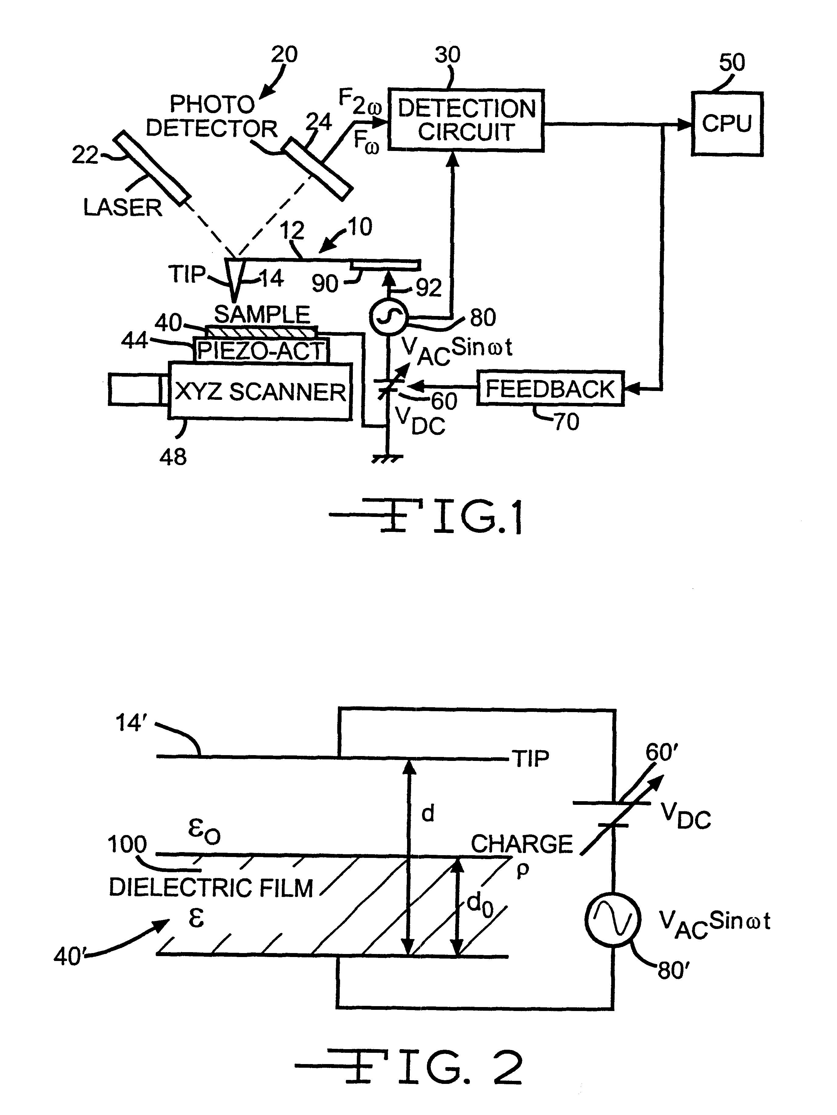 Electrostatic force detector with cantilever and shield for an electrostatic force microscope