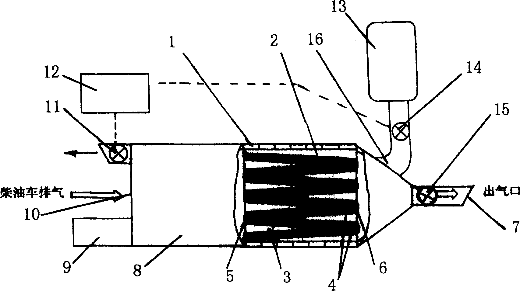 Wall flow type net plate apparatus with reverse jet regenerating unit for collecting microparicle discharged by diesel vehicle