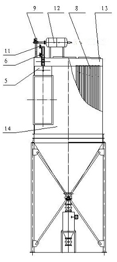 Split-type pulse dust collector for drying and burning sludge