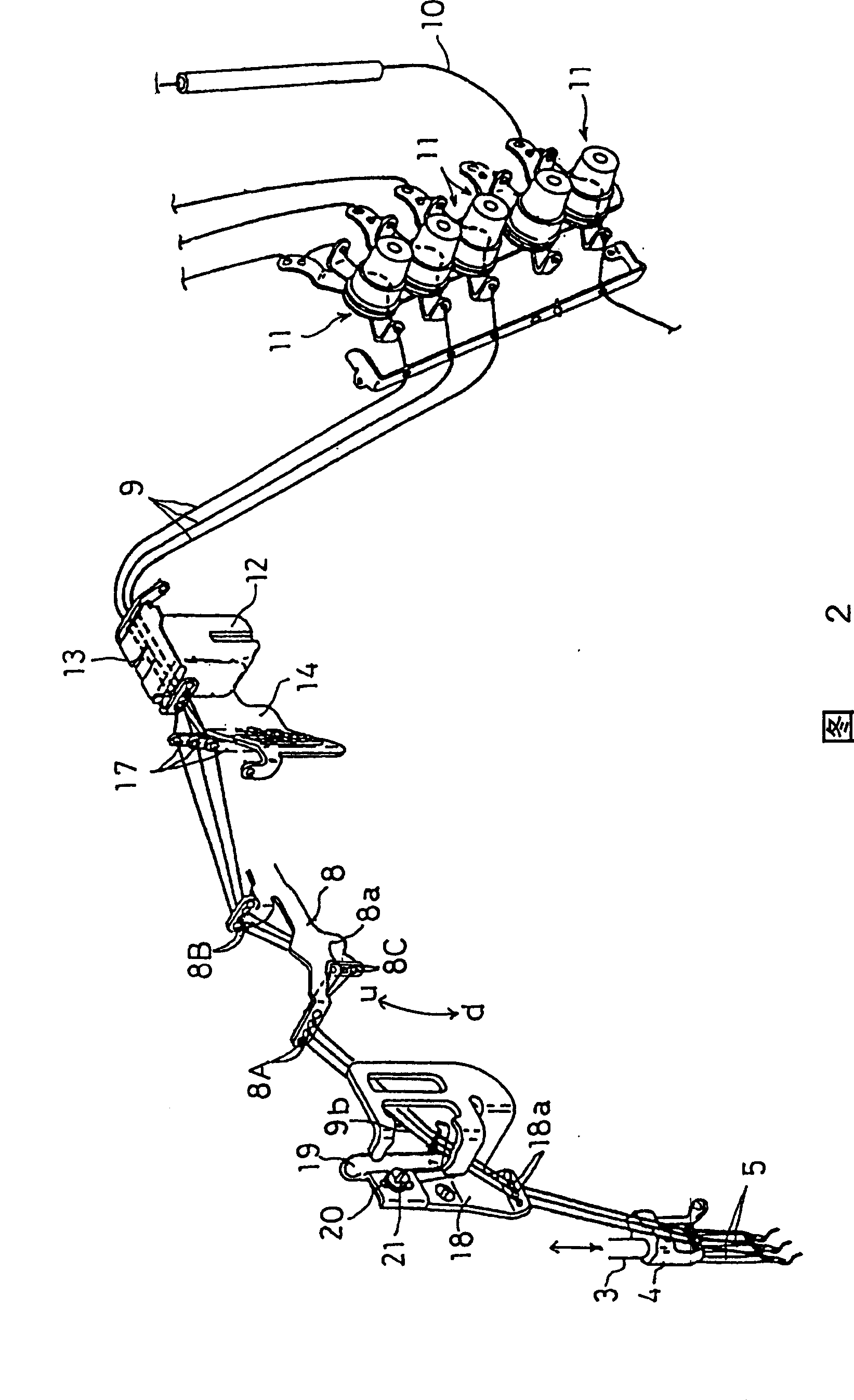 Needle thread feeding device of sewing machine