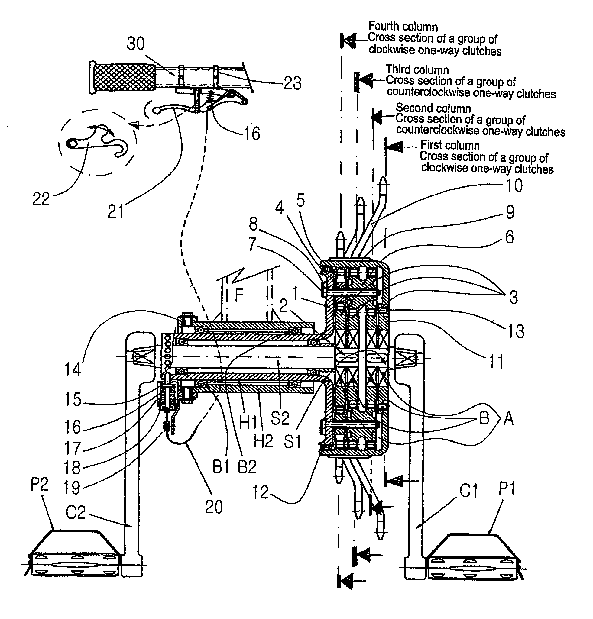 Bicycle drive unit of multi pedaling type