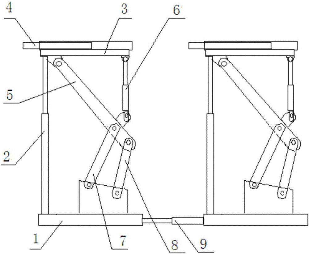 Temporary supporting bracket with telescopic top beams and connecting rods and supporting method