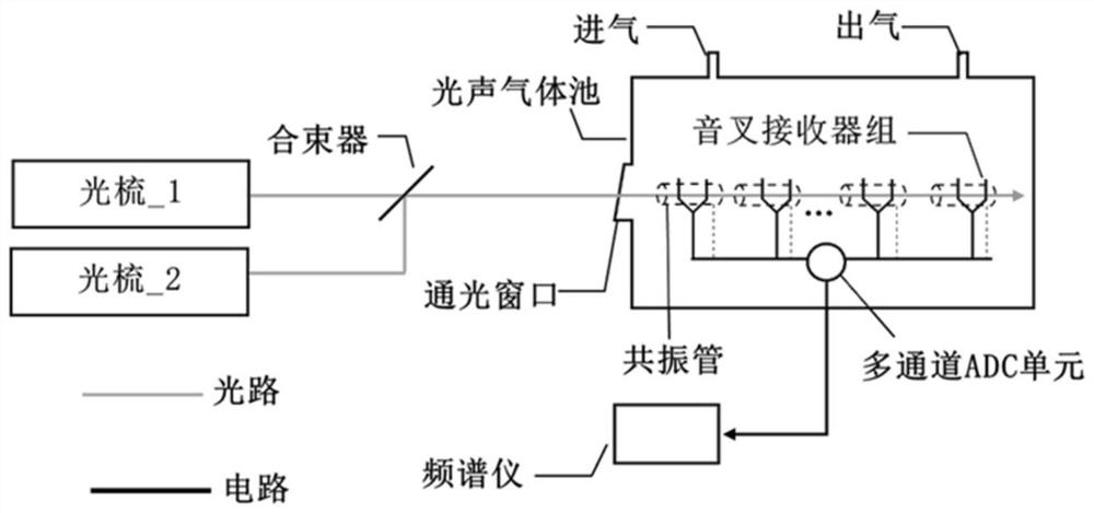 Tuning fork resonance enhanced double-optical comb multi-component gas detection system