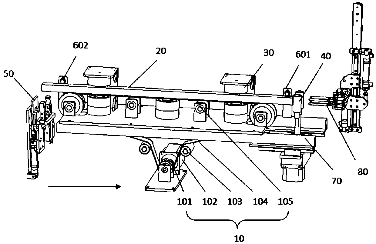 Conveying device for keeping annular openings of stocking legs based on magnetic confinement