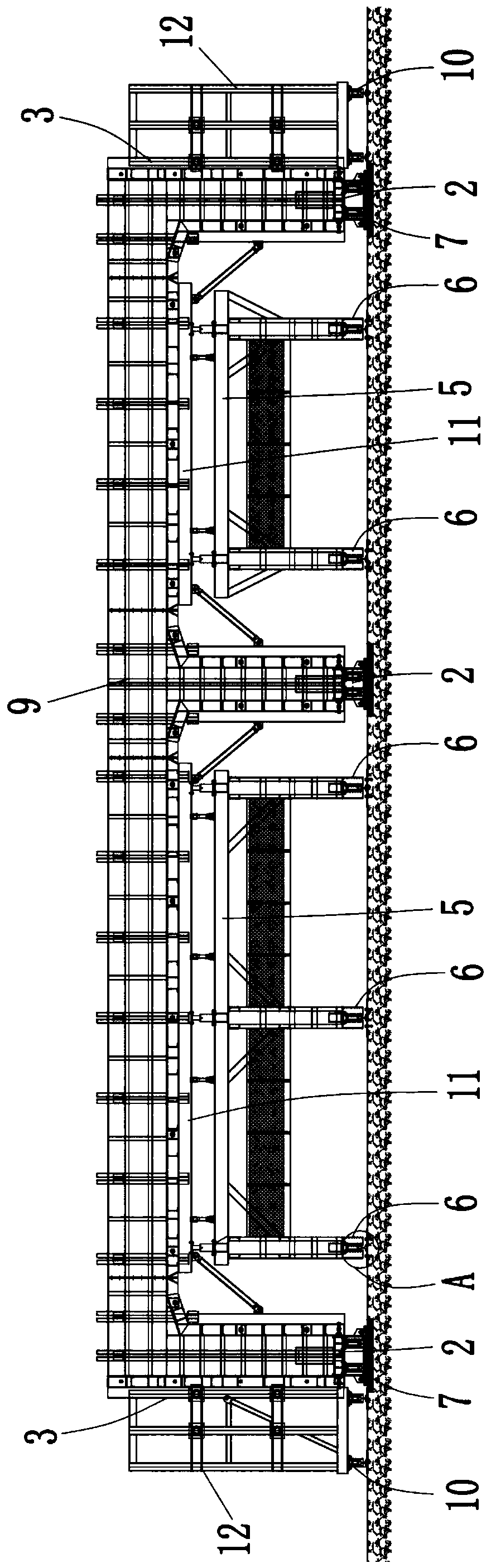 Mold suitable for producing fabricated undercrossing channel frame through long-line matching method and prefabrication method