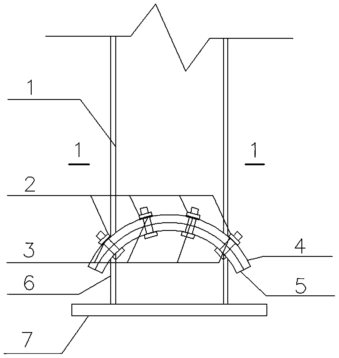 High-strength bolt connection arc end plate slippage friction energy consumption column base joint