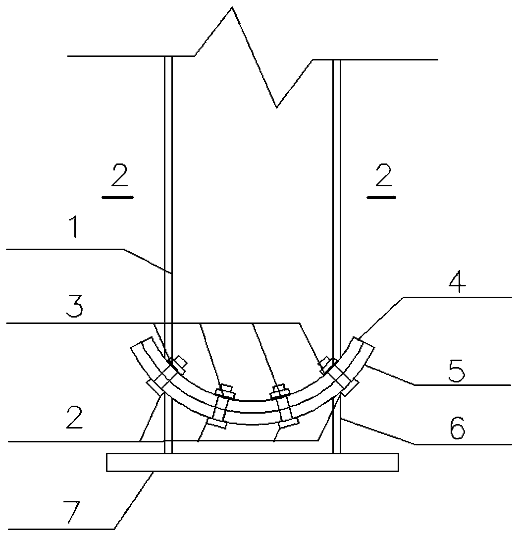 High-strength bolt connection arc end plate slippage friction energy consumption column base joint