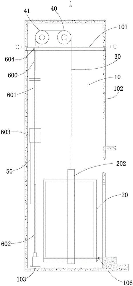 Machine-room-less built-in lead screw elevator