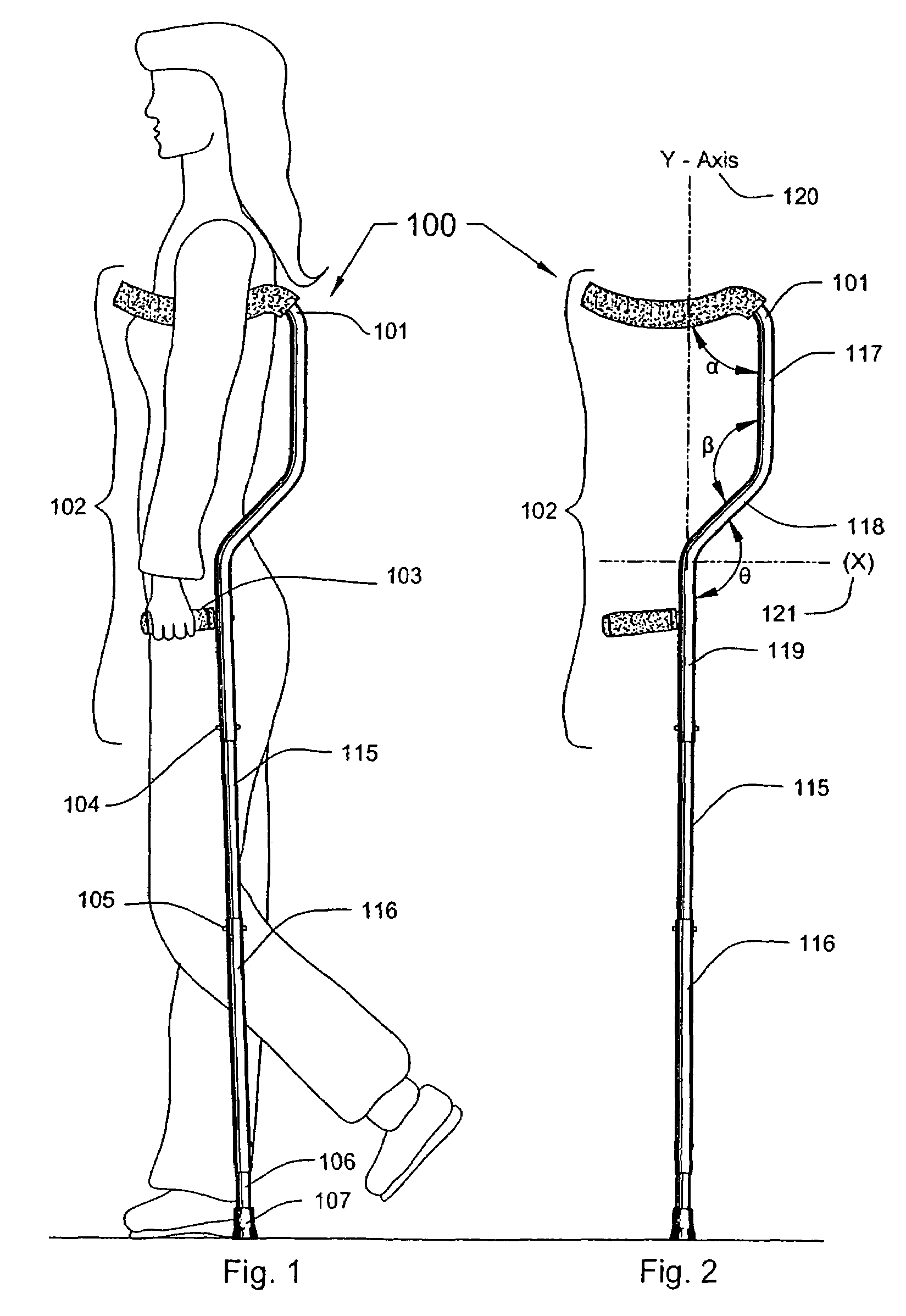 Ergonomic collapsible crutch