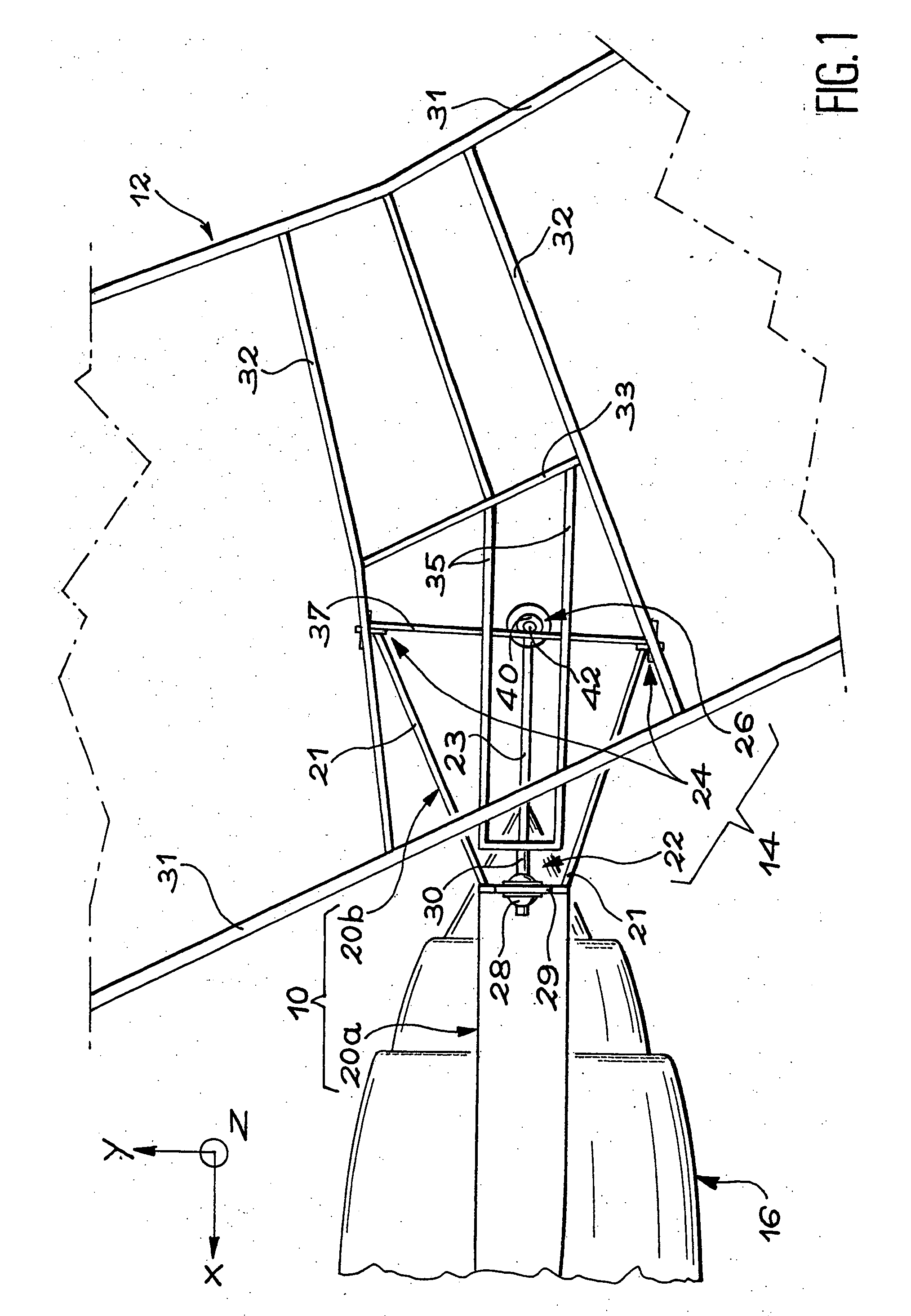 Engine pylon suspension attachment of an engine under an aircraft wing section