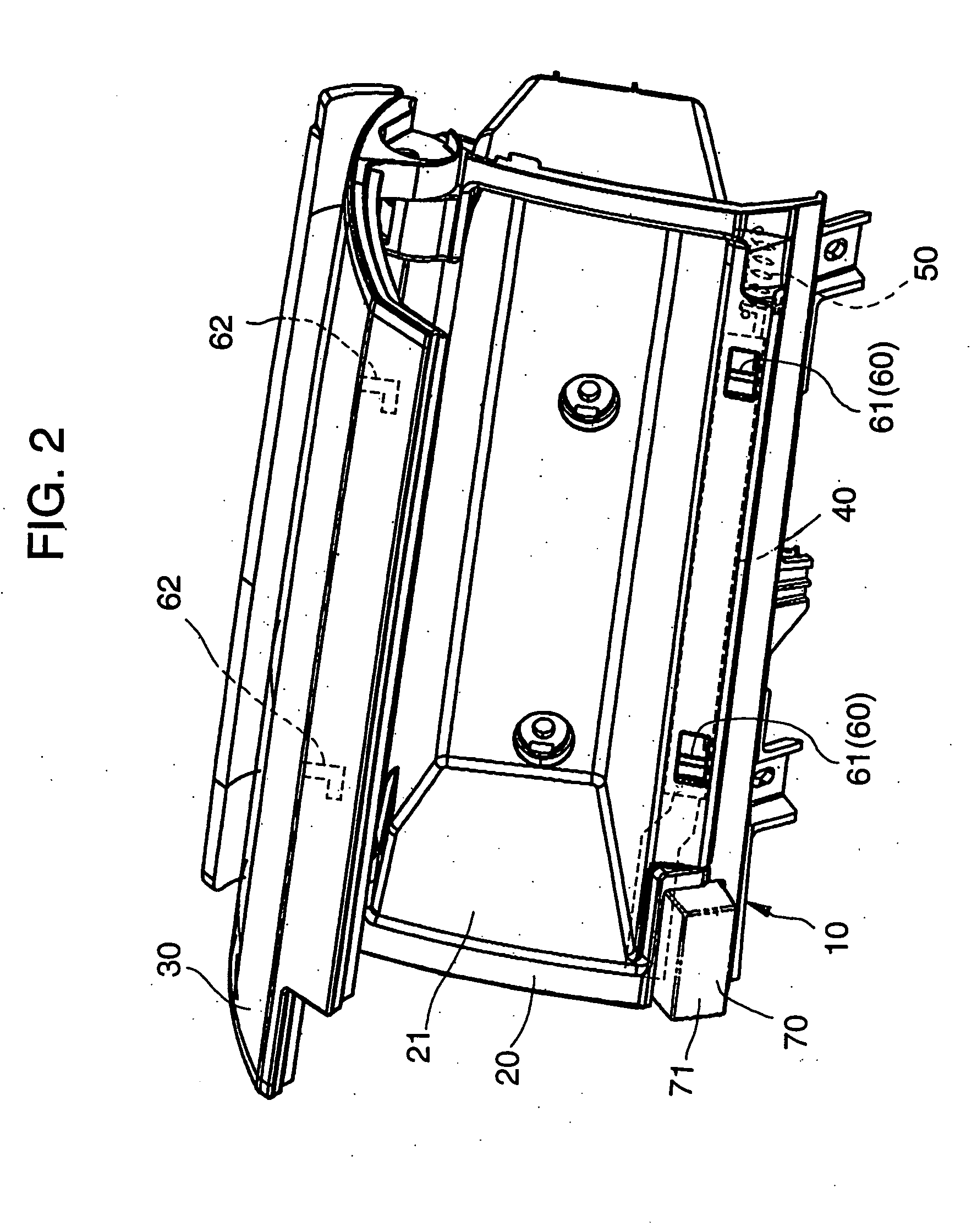 Container apparatus of a vehicle