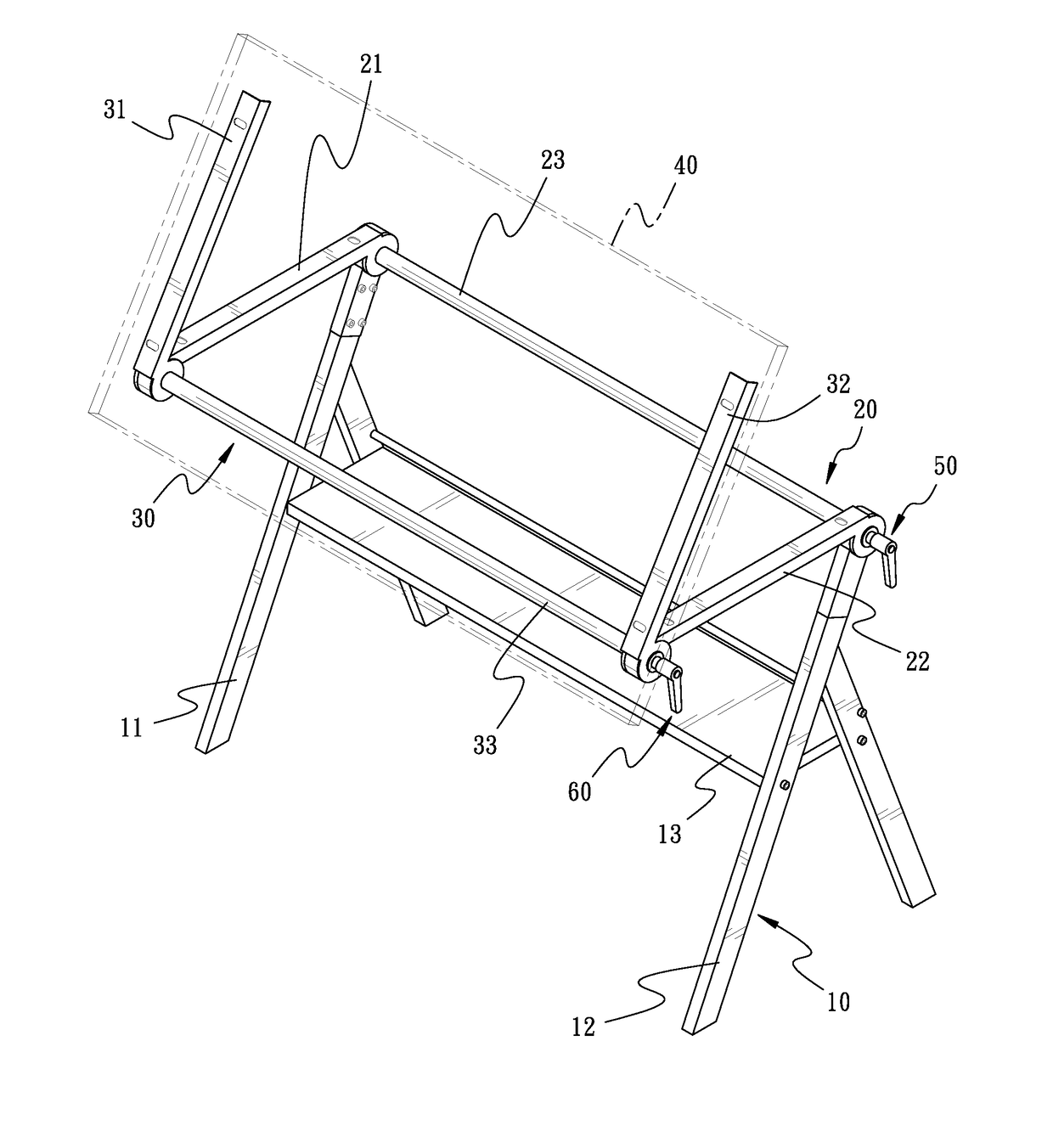 Table with adjustable height and inclination