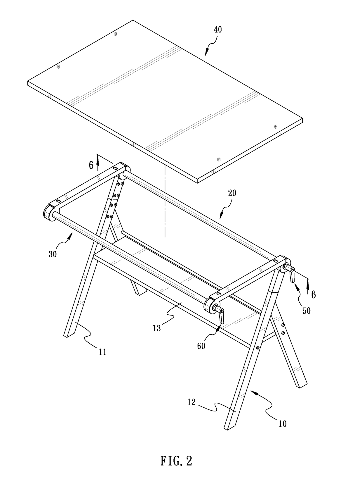 Table with adjustable height and inclination