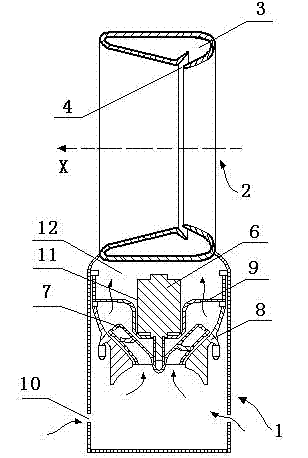 Vaneless fan device