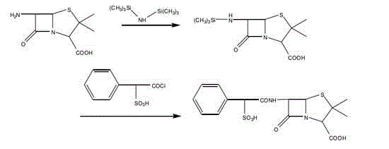Process for preparing sulbenicillin sodium by using enzymic method