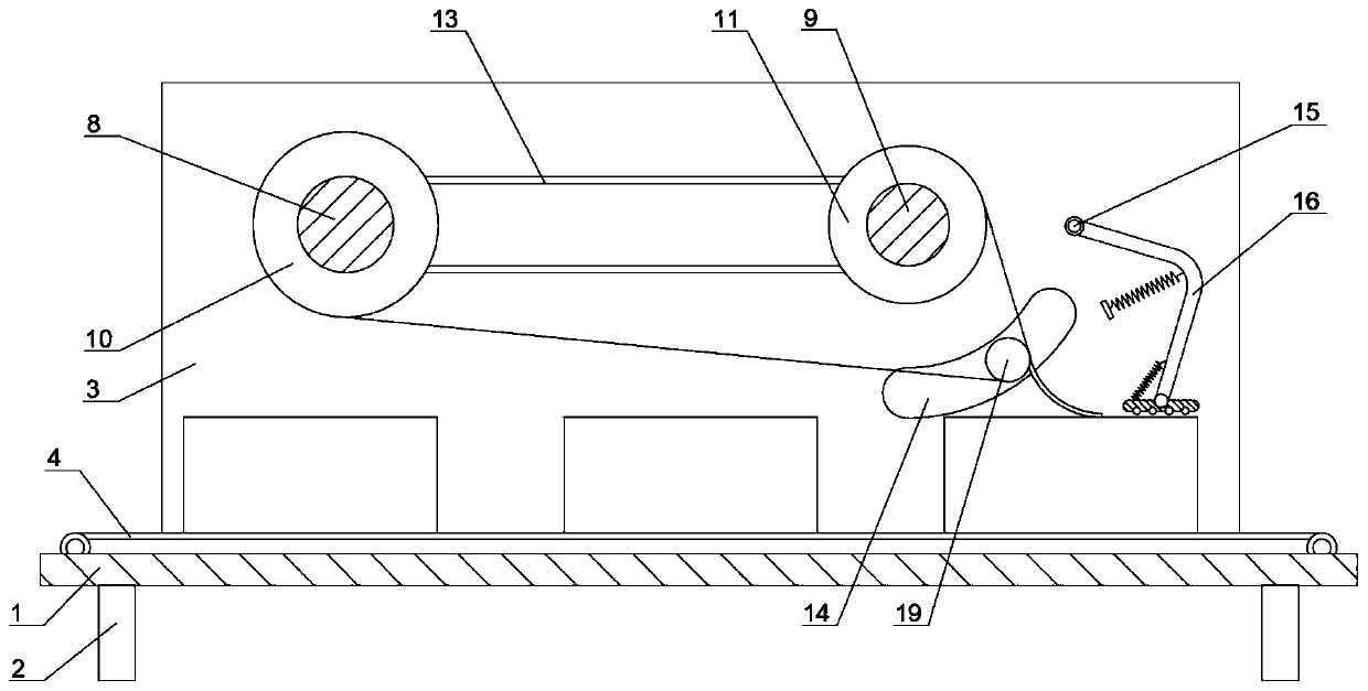 Partial paper sticking device for outer side of semi-finished product wooden box