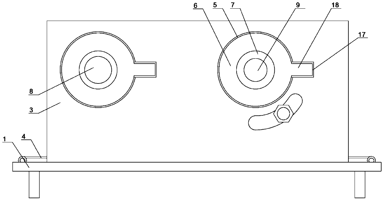 Partial paper sticking device for outer side of semi-finished product wooden box