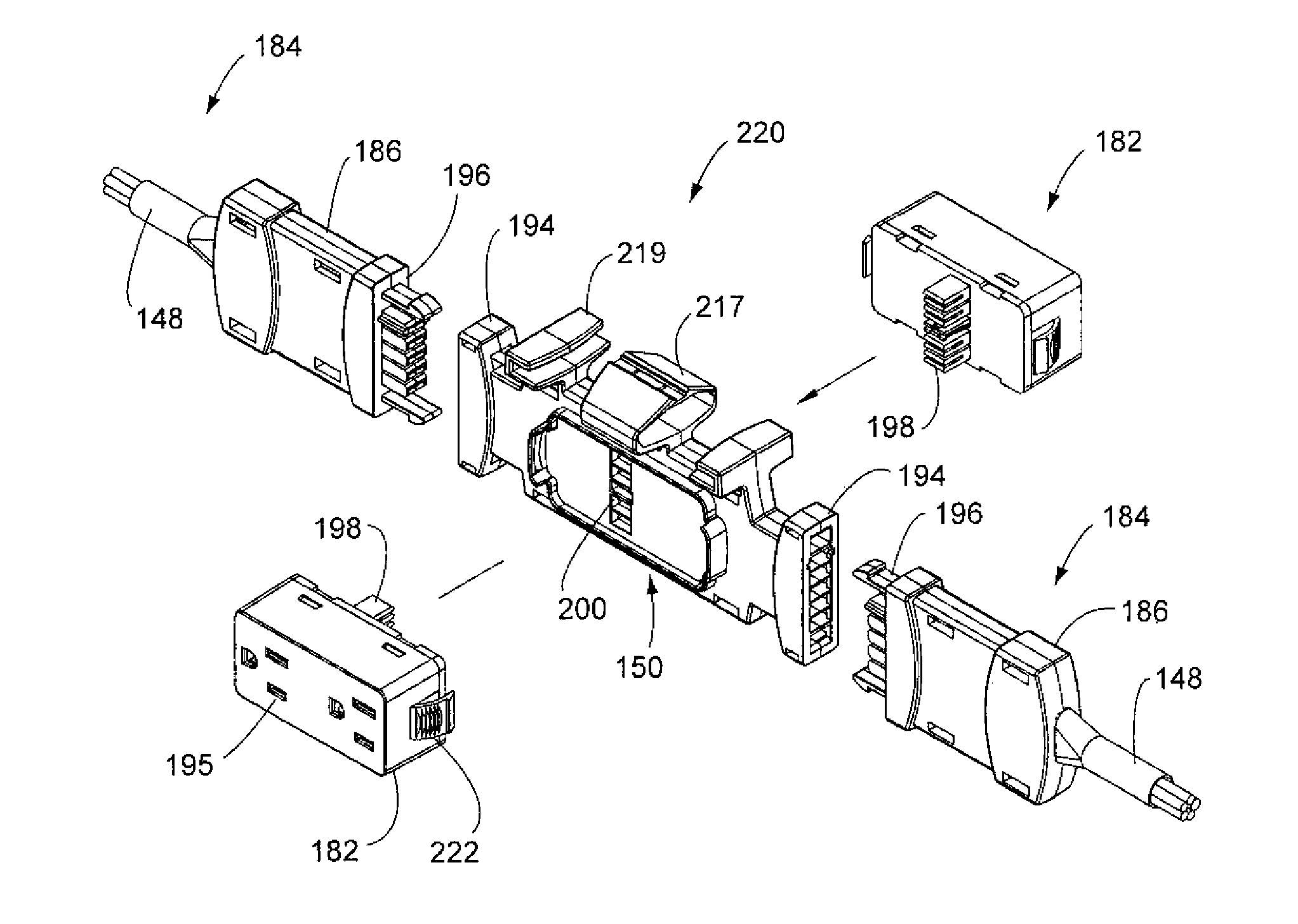 Modular power distribution assembly with multiple circuits