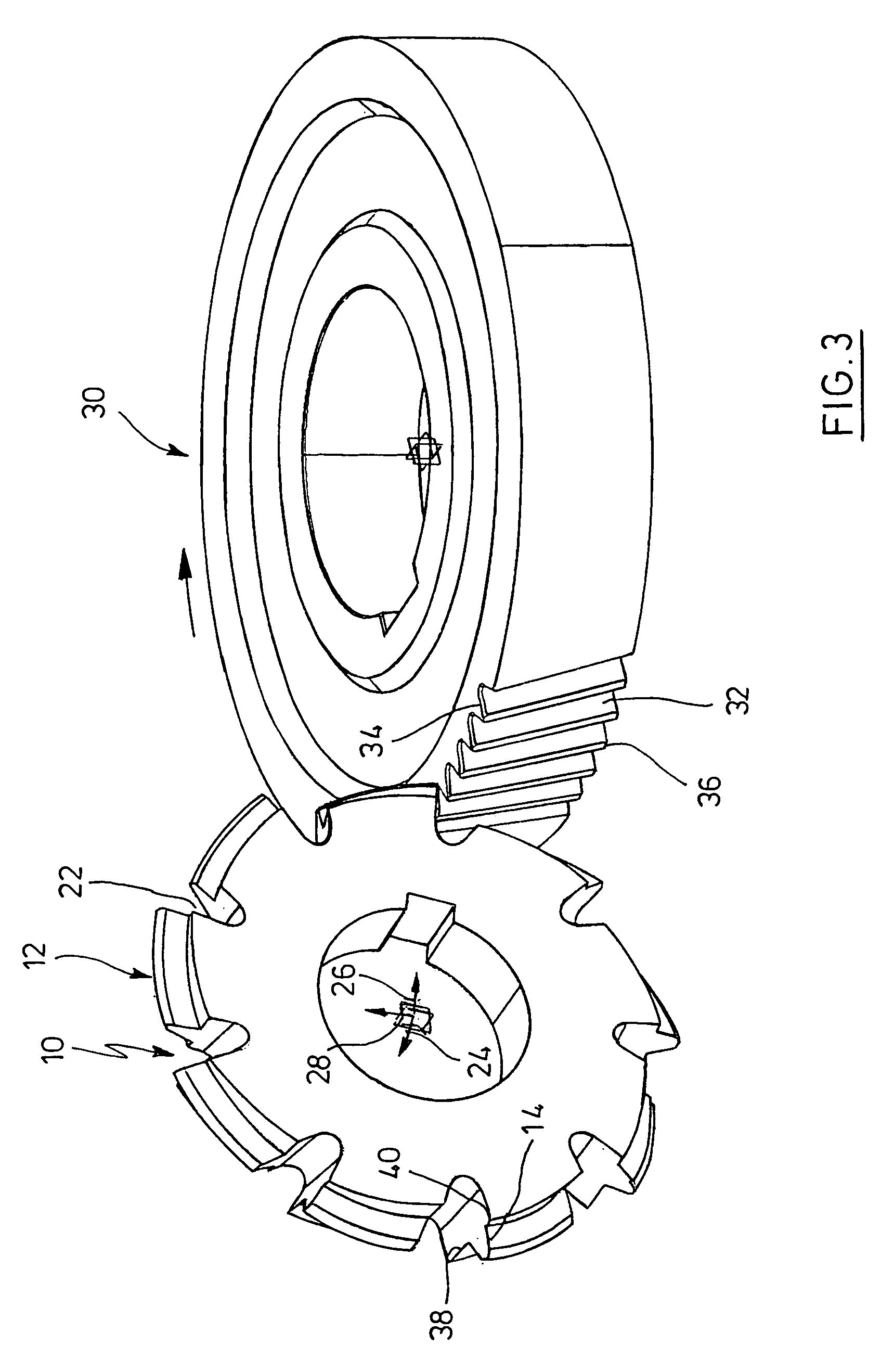 Method, device, and tool for chamfering the front-end edges of the inter-teeth grooves of a gear