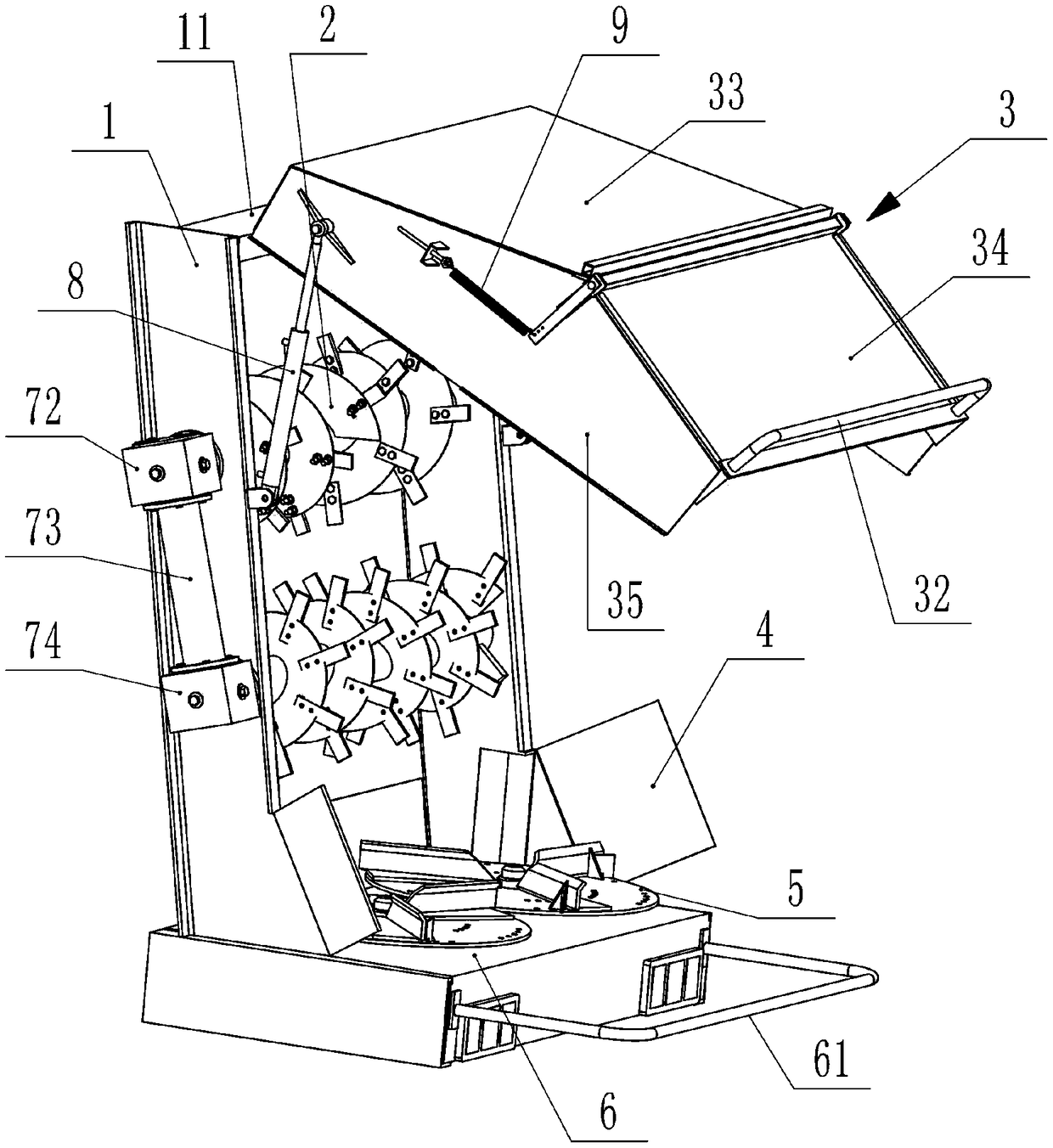 Fertilizer crushing and scattering device