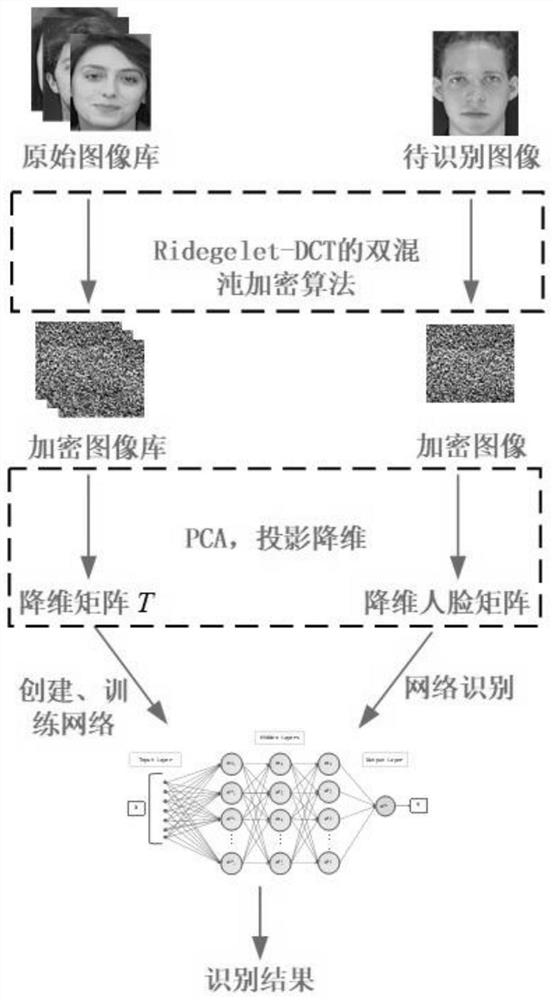 Encrypted face recognition method based on Ridgelet-DCT and Tent-Henon double chaos