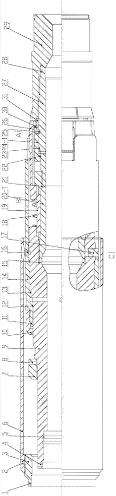 Feeding grip releasing tool for gravel filling of sand control pipe column of horizontal well and construction method thereof