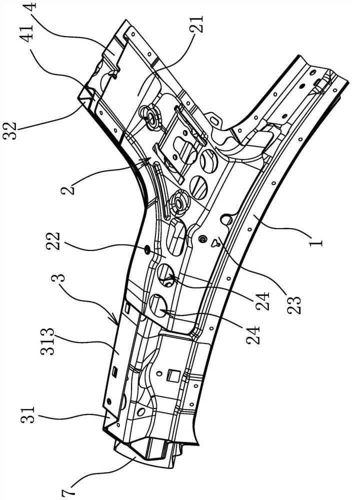 Connecting structure for front cross beam and side wall assembly of automobile roof