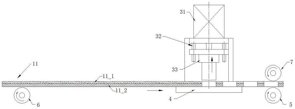 A strip-shaped metal layer film punching device and method thereof