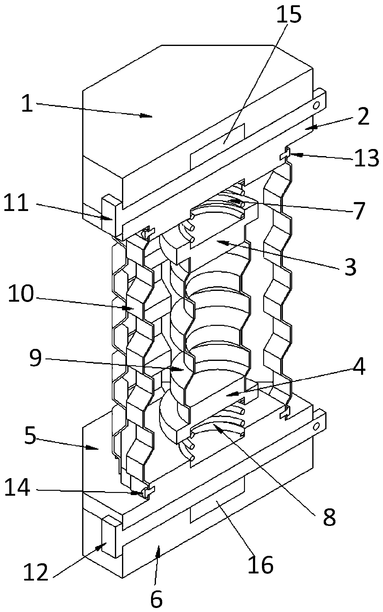 An internal and external double-bending soft steel transverse wave vertical bending buckle damper