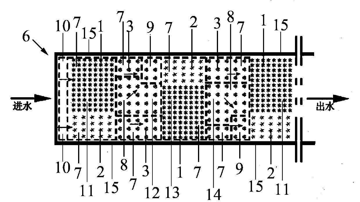 Surface flow wetland water purification system with combined-type flows and water purification method