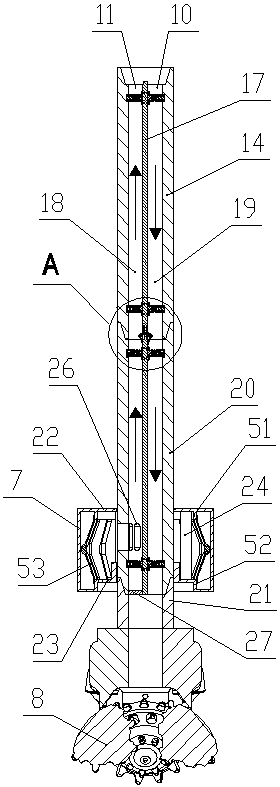 Oil drilling system with drilling fluid in and out