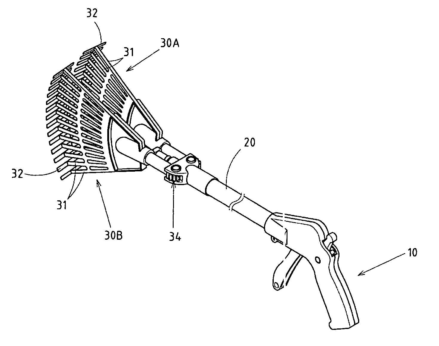 Gardening rake with improved structure