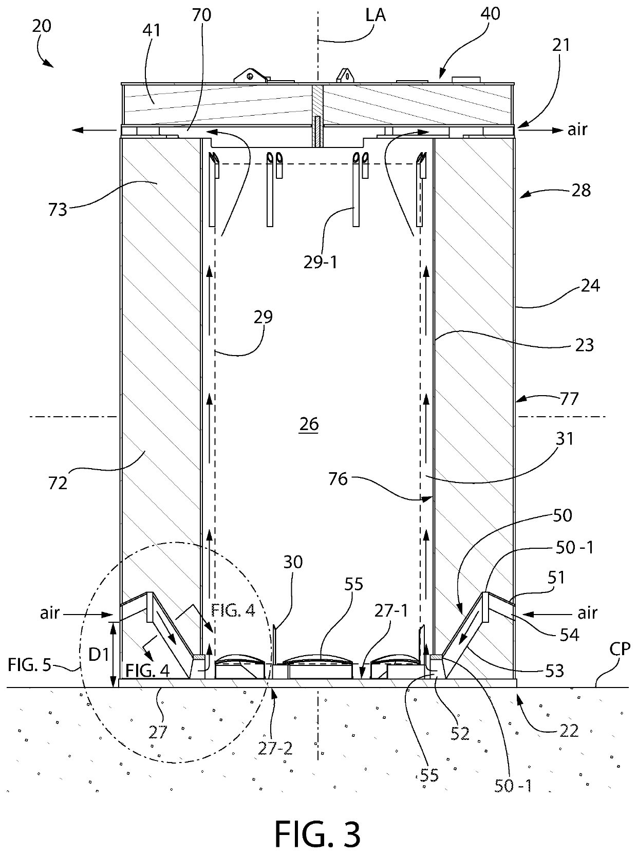 Flood and wind-resistant ventilated module for spent nuclear fuel storage