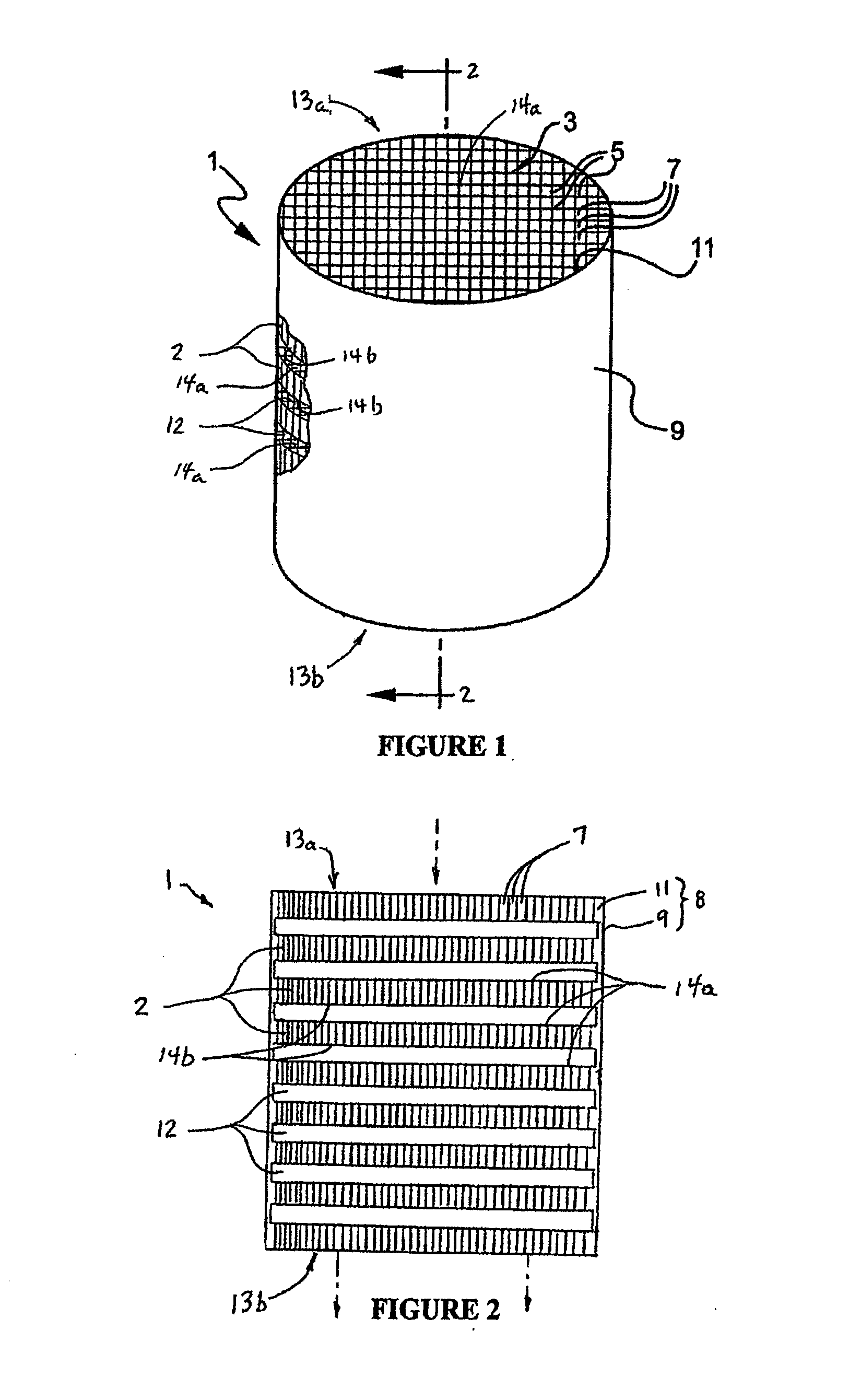 Fluid treatment device having multiple layer honeycomb structure and method of manufacture