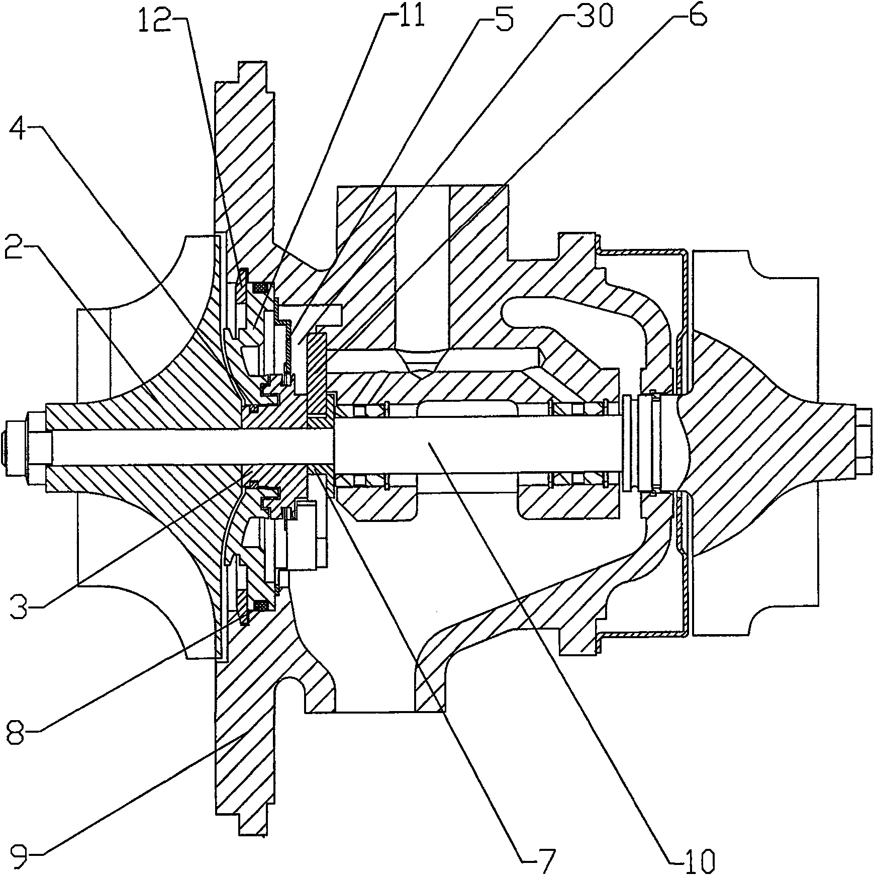 Exhaust-driven turbo-charger central rotor device