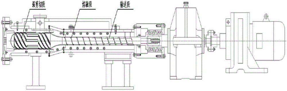 Screw and charging barrel structure for strong-shearing-force chemical reactor