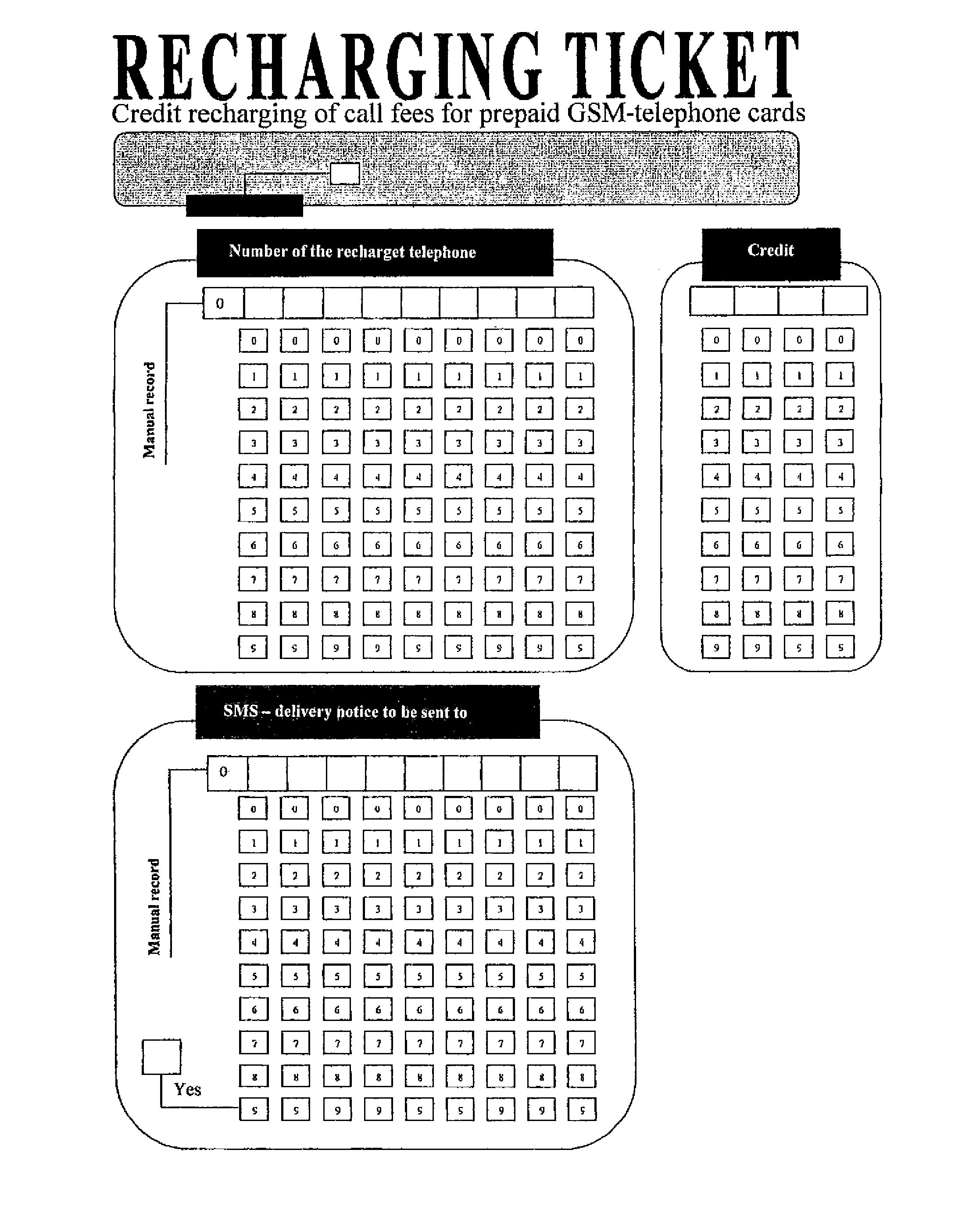 Method and device for recharging a credit to chip cards
